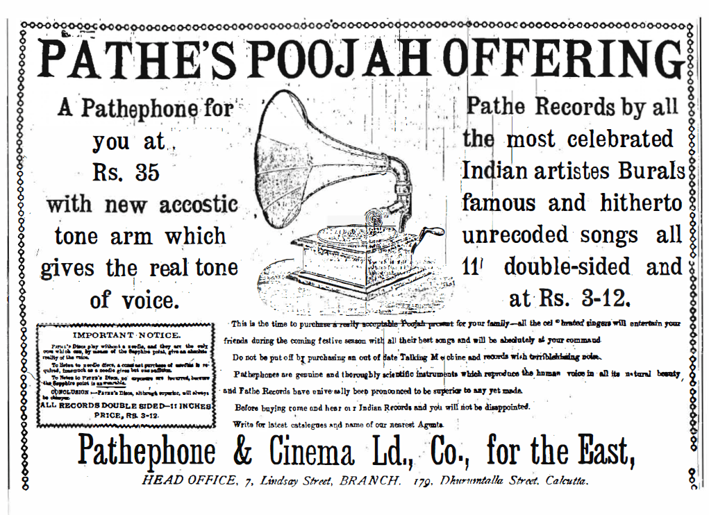 An Advertisement from - The Bengalee - 7th April 1912