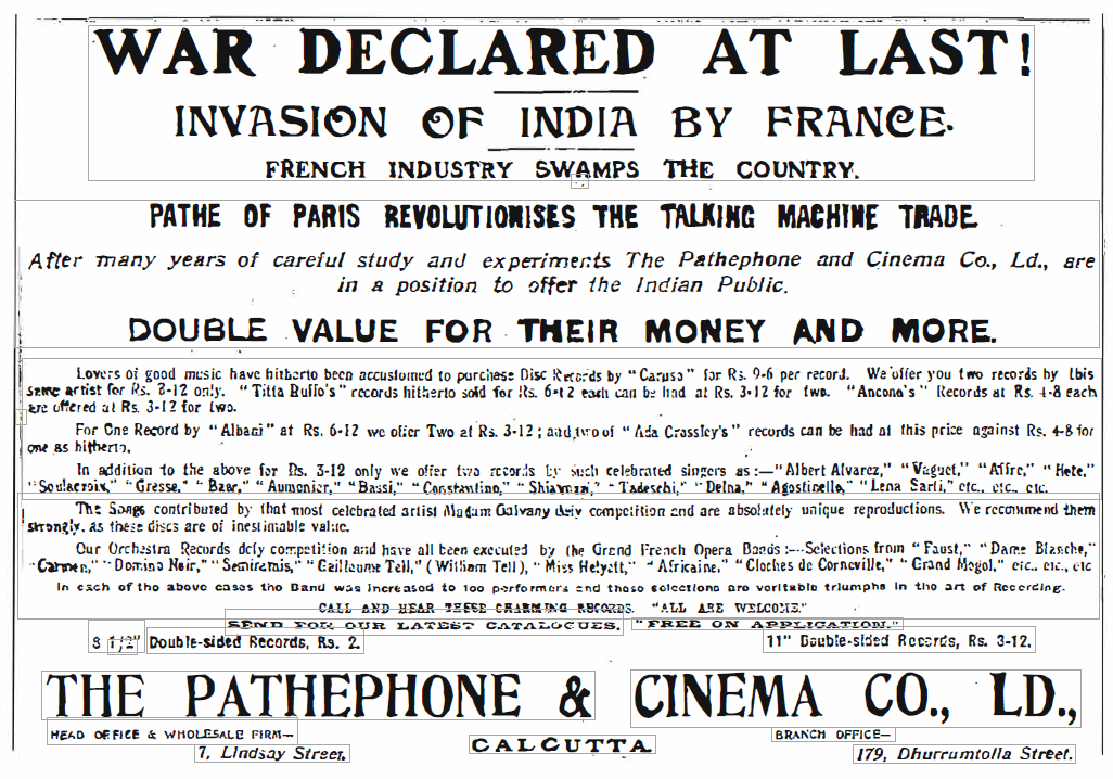 An Advertisement from "The Statesman", 12th April, 1908