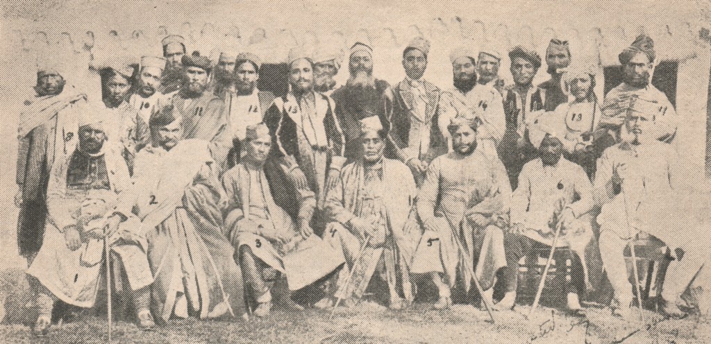 Gathering of musicians, Music Conference Nepal c. early 1900’s, Rahimat Khan. front row – far right