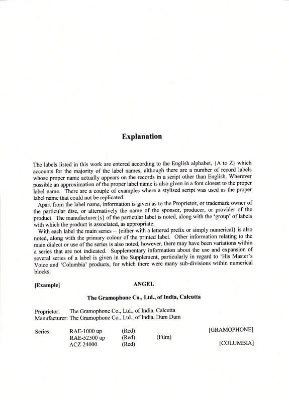 The 78 rpm Record Labels of India - Explanation
