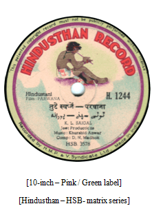 Hindusthan Record, K.L. Saigal, H. 1244