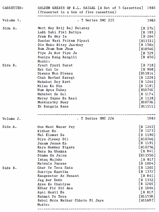 K.L. Saigal Discography by Michael Kinnear, Page 30