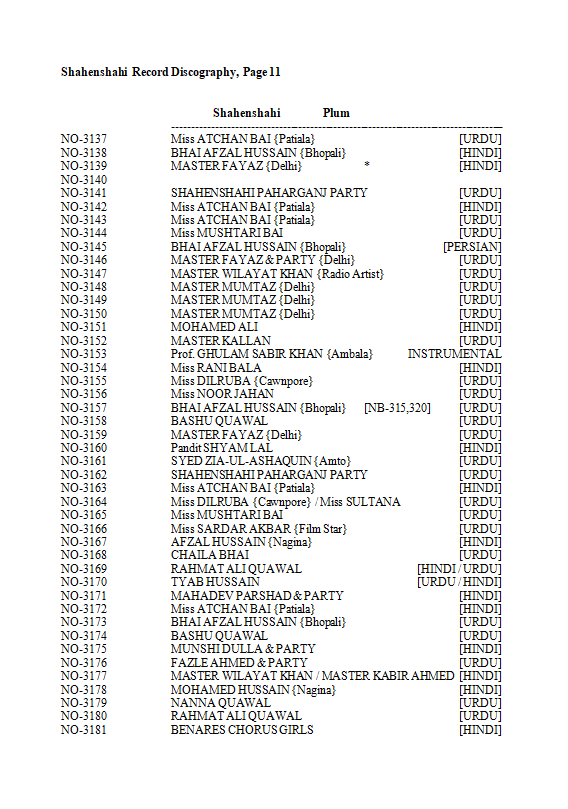 Shahenshahi Record Discography, Page 11