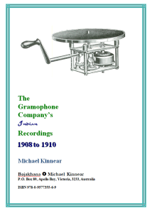 The Gramophone Company's Indian Recordings, 1908-1910 - Michael Kinnear