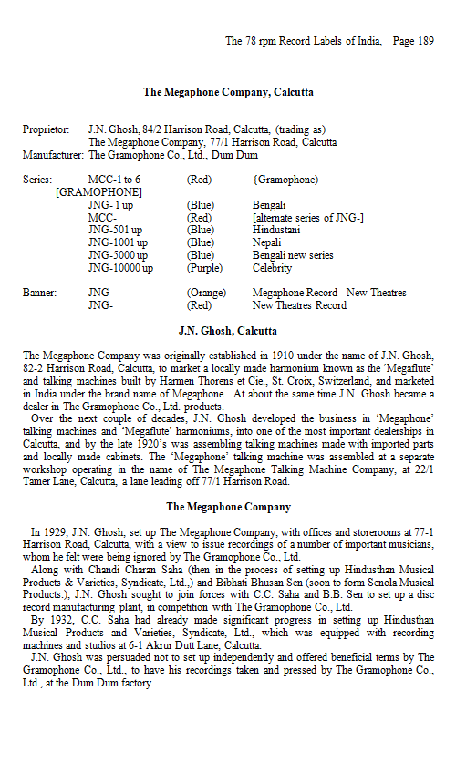 Megaphone Record, from "The 78 rpm Record Labels of India", Page 189 Megaphone Record, from "The 78 rpm Record Labels of India", Page 189