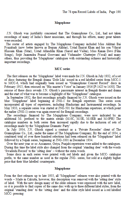 Megaphone Record, from "The 78 rpm Record Labels of India", Page 190 Megaphone Record, from "The 78 rpm Record Labels of India", Page 190