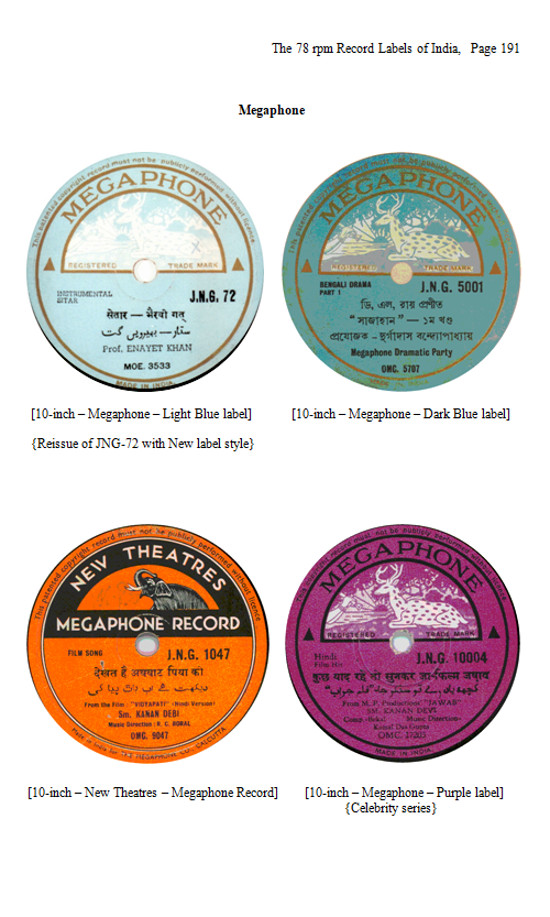 Megaphone Record, from "The 78 rpm Record Labels of India", Page 191 Megaphone Record, from "The 78 rpm Record Labels of India", Page 191