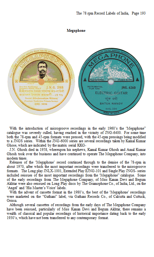 Megaphone Record, from "The 78 rpm Record Labels of India", Page 193 Megaphone Record, from "The 78 rpm Record Labels of India", Page 193