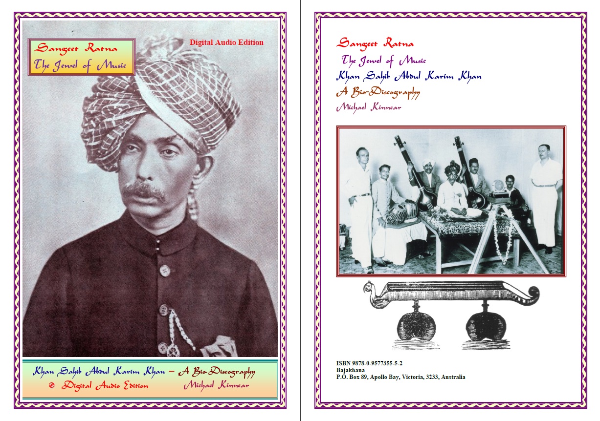 Sangeet Ratna, The Jewel of Music, Khan Sahib Abdul Karim Khan, A Bio-Discography
