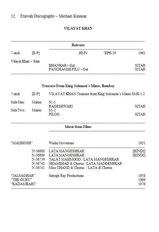 Etawah Discography, by Michael Kinnear, Page 12