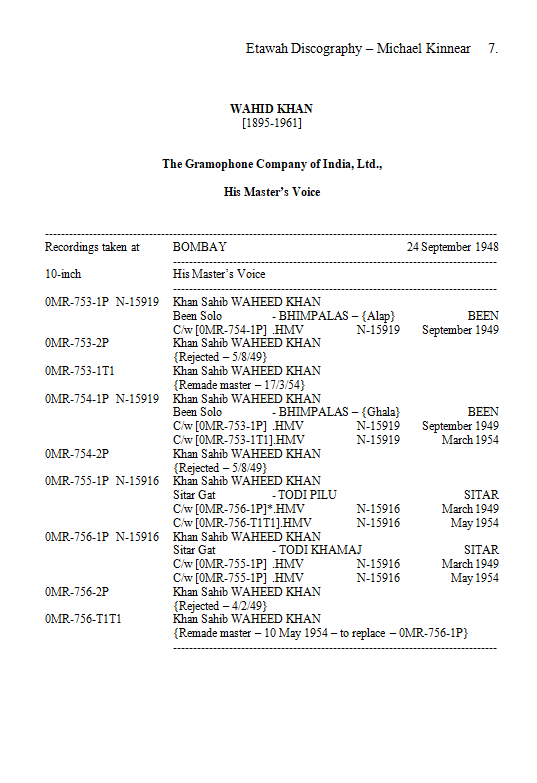 Etawah Discography, by Michael Kinnear, Page 7