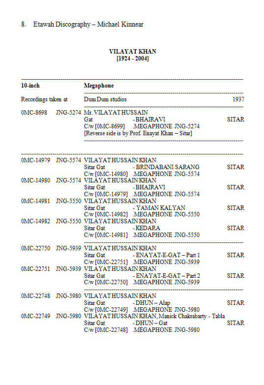 Etawah Discography, by Michael Kinnear, Page 8