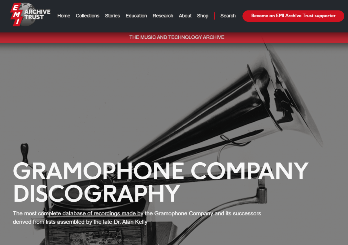 EMI Archive Trust - Gramophone Company Discography
