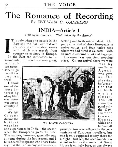 The Romance of Recording by William Conrad Gaisberg