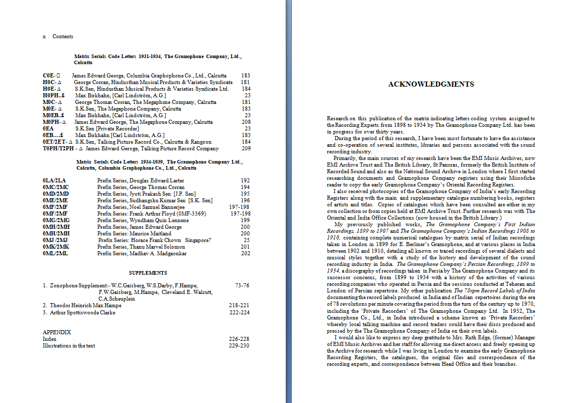 The Gramophone Company's Recordings, 1898 to 1934 - Contents x